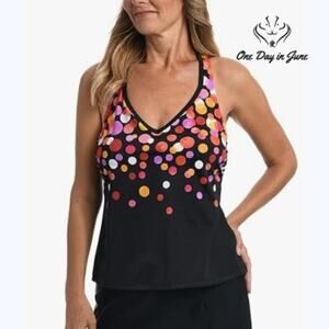 Maxine of Hollywood V Neck Racerback Tankini Top Size 8